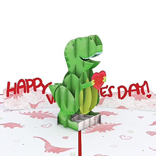 Lovepop® You Make My Heart Saur 3D-Pop-Up-Karte – Valentinstags-Grußkarte mit Einsteckfach und Umschlag, handgemachte Pop-Up-Valentinskarte mit Dino, 3D-Klappkarte für Verliebte zum Valentinstag von Lovepop