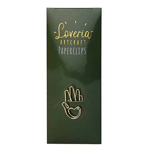 Loveria Büroklammer mit Motiv - Buddha Hand, 15 Stück | Elegante Bronze/Gold Glanzklammern | Hochwertiges Yoga Zubehör | Paper Clips für Papier, Büro, Briefe von Loveria