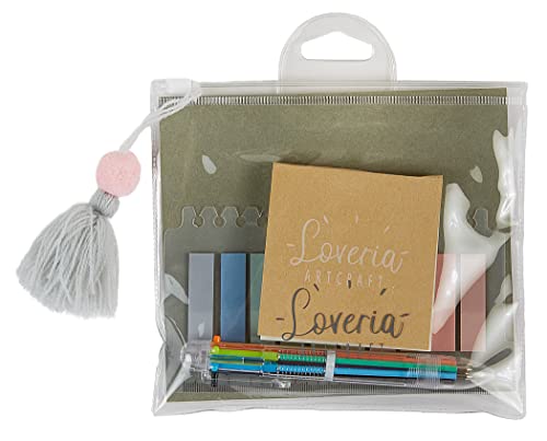 Loveria Transparente Haftnotizen Set | 150x durchsichtige Haftnotizen (7,5cm) + 60x bunte transparente Notizzettel (4cm) + 1x Multicolor Kugelschreiber von Loveria