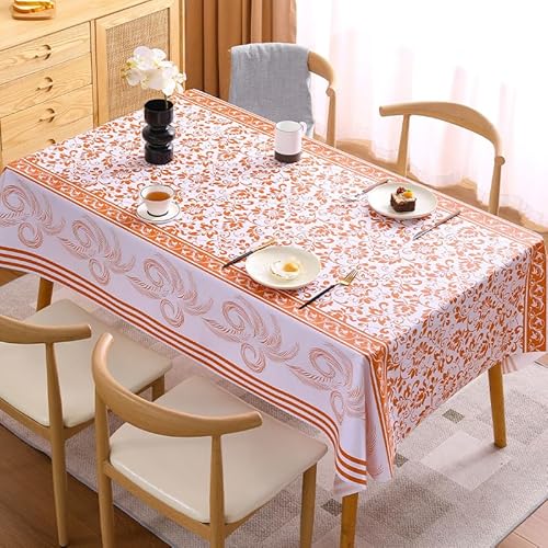 Gartentischdecke Bohemian Orangen Blätter Tischdecke Outdoor Indoor Wasserdicht Tischdecke Geburtstag Tischdecke Abwaschbar Fleckschutz Party Tischdecke Esstisch Table Cloth(100x140cm) von Lovewang