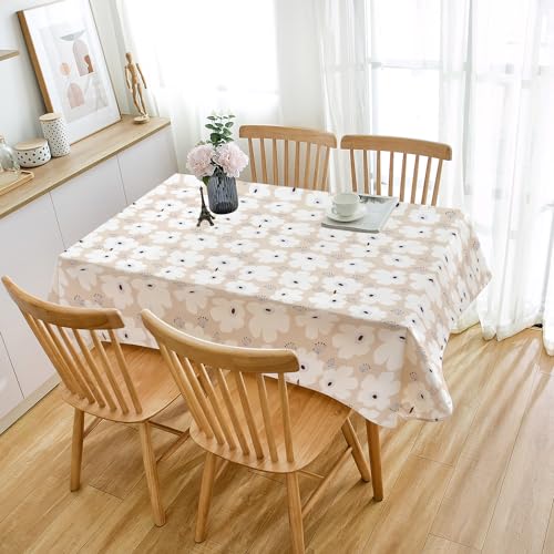 Tischdecke Outdoor Beige Braun Floral Gartentischdecke Wasserdicht Tischdecke Geburtstag Party Tischdecke Abwaschbar Fleckschutz Table Cloth Indoor Outdoor Tischdecke(140x140cm) von Lovewang