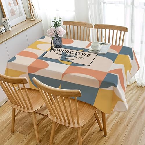 Tischdecke Outdoor Blau Orange Geometrie Gartentischdecke Wasserdicht Tischdecke Geburtstag Party Tischdecke Abwaschbar Fleckschutz Table Cloth Indoor Outdoor Tischdecke(140x140cm) von Lovewang