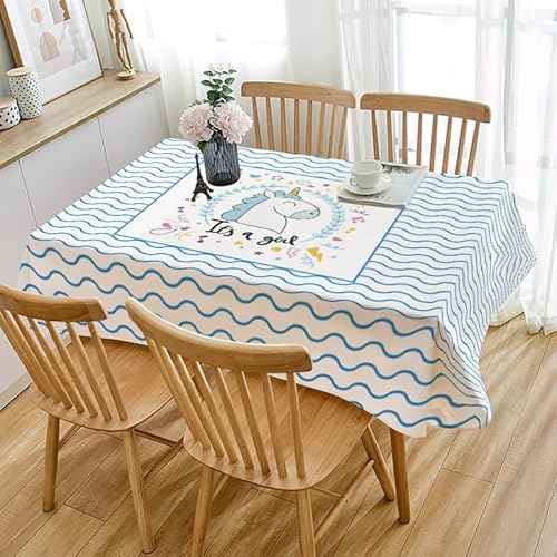 Tischdecke Outdoor Blaues Ripple Einhorn Gartentischdecke Wasserdicht Tischdecke Geburtstag Party Tischdecke Abwaschbar Fleckschutz Table Cloth Indoor Outdoor Tischdecke(140x180cm) von Lovewang