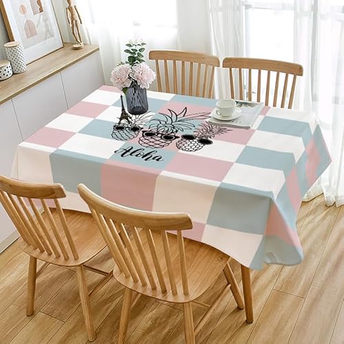 Tischdecke Outdoor Blaurosa Ananas Gartentischdecke Wasserdicht Tischdecke Geburtstag Party Tischdecke Abwaschbar Fleckschutz Table Cloth Indoor Outdoor Tischdecke(100x140cm) von Lovewang