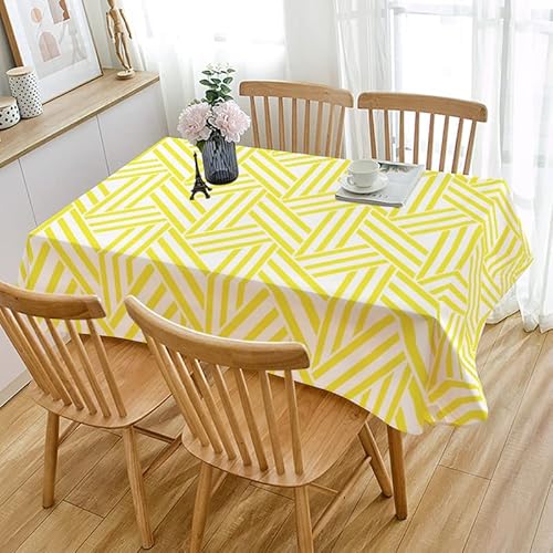 Tischdecke Outdoor Dreieckige Gelbe Streifen Gartentischdecke Wasserdicht Tischdecke Geburtstag Party Tischdecke Abwaschbar Fleckschutz Table Cloth Indoor Outdoor Tischdecke(100x140cm) von Lovewang