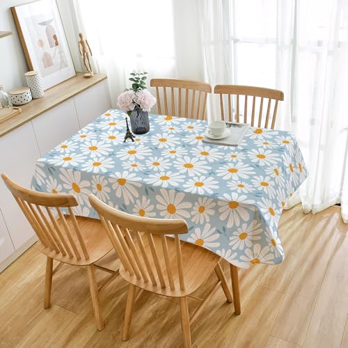 Tischdecke Outdoor Elegante Blaue Gänseblümchen Gartentischdecke Wasserdicht Tischdecke Geburtstag Party Tischdecke Abwaschbar Fleckschutz Table Cloth Indoor Outdoor Tischdecke(100x140cm) von Lovewang