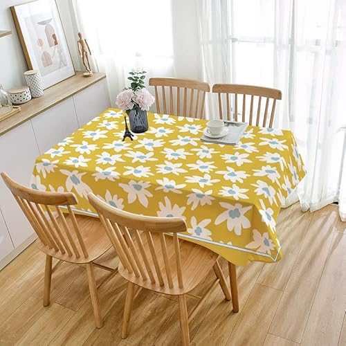 Tischdecke Outdoor Gelbe Blaue Blume Gartentischdecke Wasserdicht Tischdecke Geburtstag Party Tischdecke Abwaschbar Fleckschutz Table Cloth Indoor Outdoor Tischdecke(100x140cm) von Lovewang