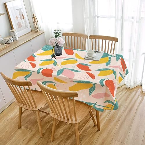 Tischdecke Outdoor Gelbrosa Mango Gartentischdecke Wasserdicht Tischdecke Geburtstag Party Tischdecke Abwaschbar Fleckschutz Table Cloth Indoor Outdoor Tischdecke(100x140cm) von Lovewang