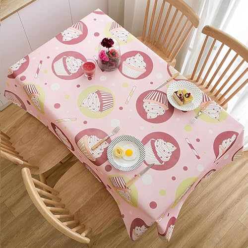 Tischdecke Outdoor Ice Cream Pink Gartentischdecke Wasserdicht Tischdecke Geburtstag Party Tischdecke Abwaschbar Fleckschutz Table Cloth Indoor Outdoor Tischdecke(140x180cm) von Lovewang