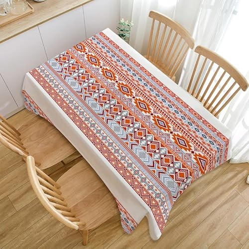 Tischdecke Outdoor Orange Gestreifte Geometrie Gartentischdecke Wasserdicht Tischdecke Geburtstag Party Tischdecke Abwaschbar Fleckschutz Table Cloth Indoor Outdoor Tischdecke(140x140cm) von Lovewang