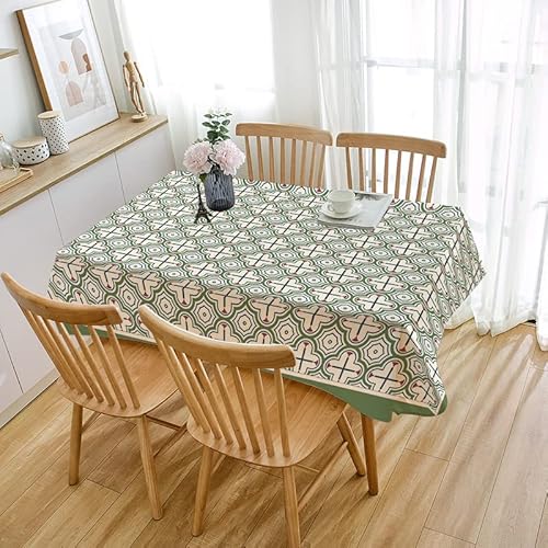 Tischdecke Outdoor Retro Grün Geometrie Gartentischdecke Wasserdicht Tischdecke Geburtstag Party Tischdecke Abwaschbar Fleckschutz Table Cloth Indoor Outdoor Tischdecke(100x140cm) von Lovewang