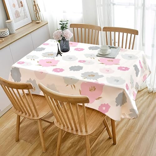 Tischdecke Outdoor Rosa Graue Blume Gartentischdecke Wasserdicht Tischdecke Geburtstag Party Tischdecke Abwaschbar Fleckschutz Table Cloth Indoor Outdoor Tischdecke(140x140cm) von Lovewang