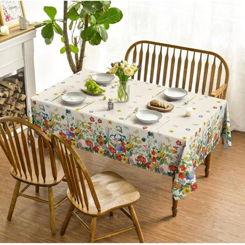 Tischdecke Outdoor Rot Gelb Floral Gartentischdecke Wasserdicht Tischdecke Geburtstag Party Tischdecke Abwaschbar Fleckschutz Table Cloth Indoor Outdoor Tischdecke(140x140cm) von Lovewang