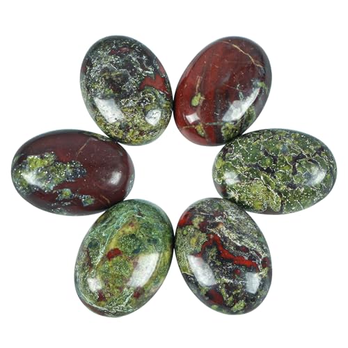 Lovionus89 18x25 mm ovaler Cabochon Kristall Heilstein für Schmuckherstellung DIY Pack von 6, Drachenblutstein von Lovionus89