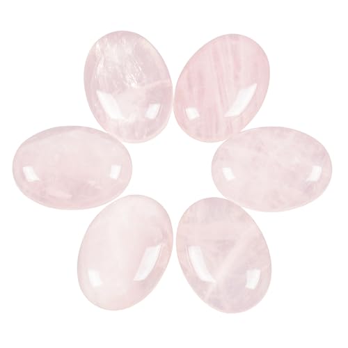 Lovionus89 18x25 mm ovale Cabochons Flatback Kristallheilstein für Schmuckherstellung DIY Pack von 6, Rosenquarz von Lovionus89