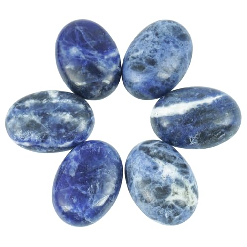 Lovionus89 18x25 mm ovale Cabochons Flatback Kristallheilstein für Schmuckherstellung DIY Pack von 6, Sodalit von Lovionus89