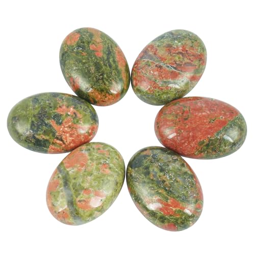 Lovionus89 18x25 mm ovale Cabochons Flatback Kristallheilstein für Schmuckherstellung DIY Pack von 6, Unakite von Lovionus89