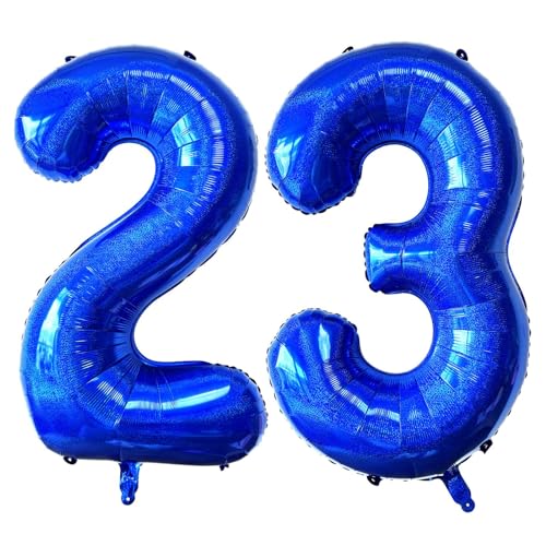 Laser Navy Blue Number 23 Balloons, 40 Inch Giant Blue Number Balloons Nylon Helium Dark Blue Number 23 Balloons for 23th Birthday Party Supplies Anniversary Event Celebration Decorations von Lovoir