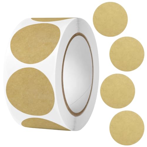 Lowats Rund Kraftpapier Geschenksticker 500 Stück Geschenkaufkleber 3.8cm Selbstklebend Etiketten Runde Aufkleber Sticker Kraft Selbstklebend Aufkleber Etiketten Marmelade von Lowats