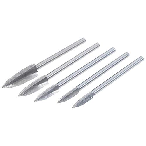 5 Stück/Set 3 mm Schaft Holzschnitzerei Gravurbohrer Fräser HSS Holzbearbeitungswerkzeuge von Loxyxbnh