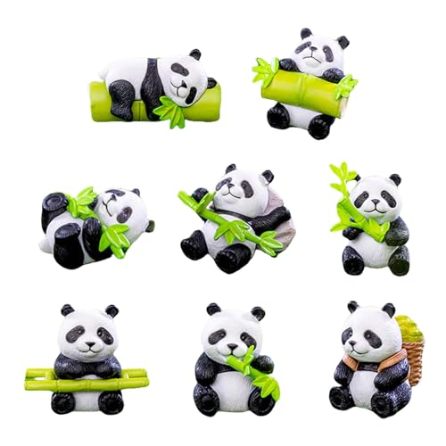 Loxyxbnh 8 x Panda-Kuchenaufsätze, Miniatur-Tierfiguren für Party-Dekorationen und Garten-Topfhosen-Landschafts-Ornamente von Loxyxbnh