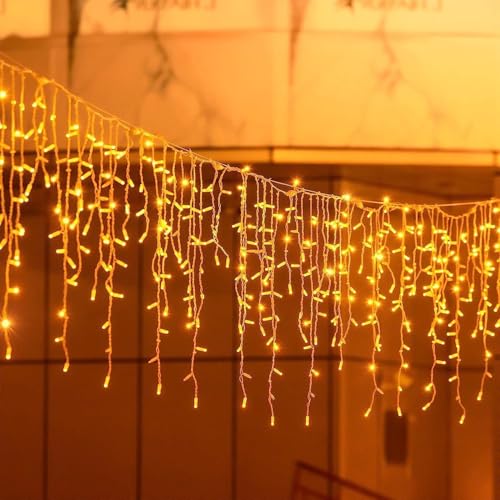 Loyyz 5M 200LED Eisregen Lichterkette Außen Innen,Weihnachten Lichterketten Außenbereich mit Timer,IP44 Wasserdicht 8 Modi Weihnachtsbeleuchtung Lichtervorhang Außen für Balkon,Party,Traufe,Geländer von Loyyz