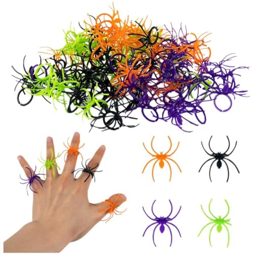 100 Stück Halloween-spinnenringe, 20 Stück Simulationsspinnenringe Aus Kunststoff, Schwarze Spinnenringe, Lustige Ringe, Halloween-kostümschmuck von Lpitoy