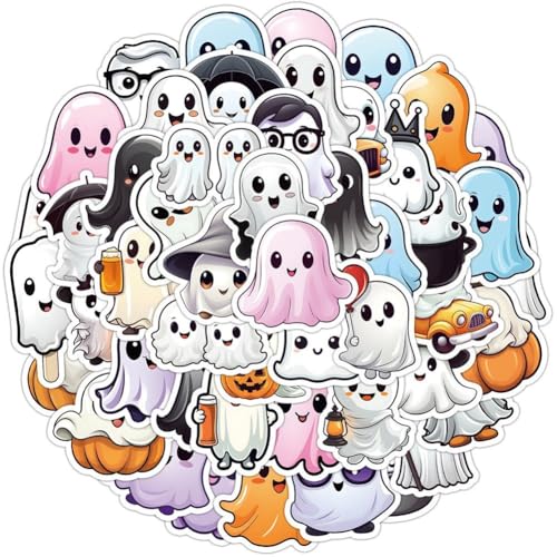 50 Packungen Niedliche Mini-Halloween-Geister-Aufkleber Für Wasserflaschen, Laptop, Auto, Telefon, Gitarre, Skateboard, Computer, Scrapbook, Wand, Zuhause, Schöne Ästhetische Geister-Aufkleber von Lpitoy