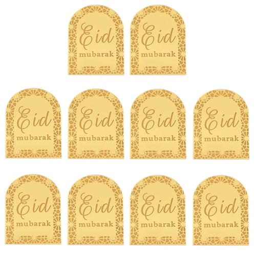 Lpitoy 10 Stück Eid Mubarak Cupcake-Topper, Goldene Cupcake-Picks, Ramadan-Kuchen-Topper, Party-Dekorationen, Islamische Muslimische Party-Dekorationen, Zubehör von Lpitoy