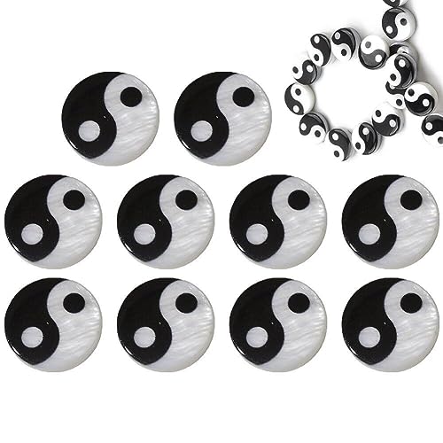 Lpitoy 8mm Tai Bagua Muschel Perlen Charm Anhänger Schwarz Weiße Runde Gossip Yin Yang Perlen für Schmuckherstellung DIY Haarnadel Geschenk von Lpitoy