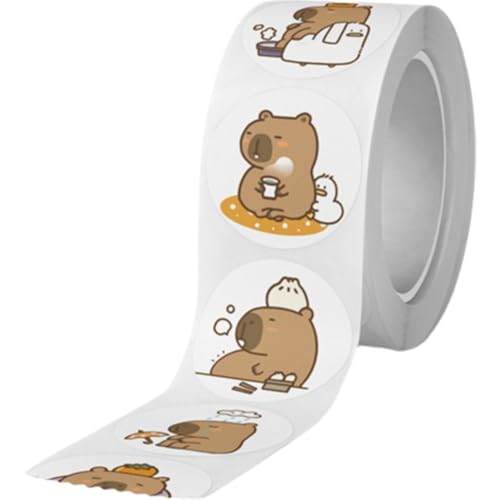 Lpitoy Cartoon-Capybara-aufkleberrolle, 500 Stück, Niedliche Capybara-Aufkleber Für Kinder, Kawaii-Tiere, Aufkleber Für Wasserflaschen, Gepäck, Sammelalbum, Geschenkpapier, Dekor von Lpitoy