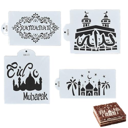 Lpitoy Eid Mubarak Ramadan Kuchen Schablone Schimmel Kaffee Druckvorlage Spray Schablone Fondant Kuchen Kekse Dekorieren Werkzeuge Keksedekoration von Lpitoy