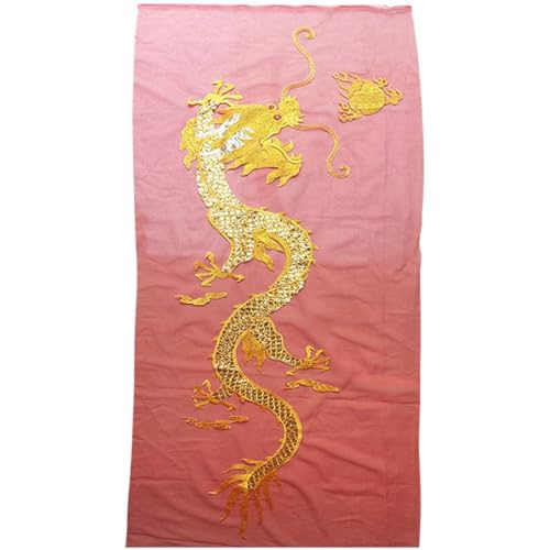 Lpitoy Goldfarbener Drachen-Patch, Bestickte Applikation, Chinesischer Drache, Zum Aufnähen Oder Aufbügeln, Für Selbstgemachte Chinesische Drachenkostüme, Jacken, Kleidung von Lpitoy