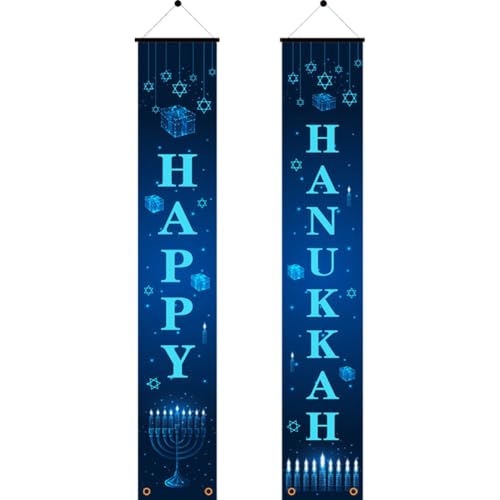 Lpitoy Happy Chanukka Tür-/Veranda-Schild, Banner, Dekorationen, Chanukka-hänge-willkommensschild Für Zuhause, Urlaub, Party, Outdoor-Dekoration von Lpitoy