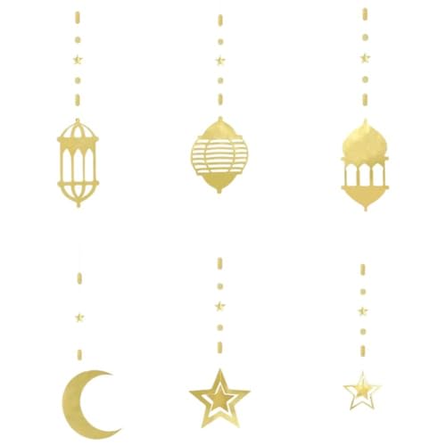 Lpitoy Ramadan Girlande Eid Mubarak Hängende Laterne Mond Party Dekoration Hängende Eid Banner Streamer Islamischer Geburtstag Hochzeit Partyzubehör von Lpitoy