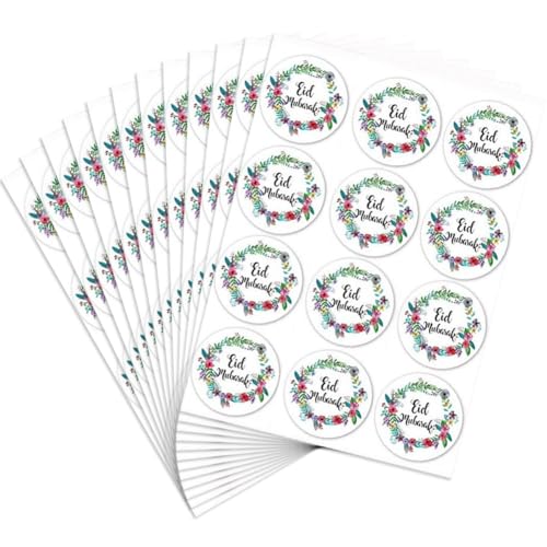 Ramadan Mubarak Aufkleber 144pcs Tränenbare Schöne Blumenaufkleber Geschenkaufkleber Islamische Muslimische Eid A-fitr Dekoration Supplies von Lpitoy