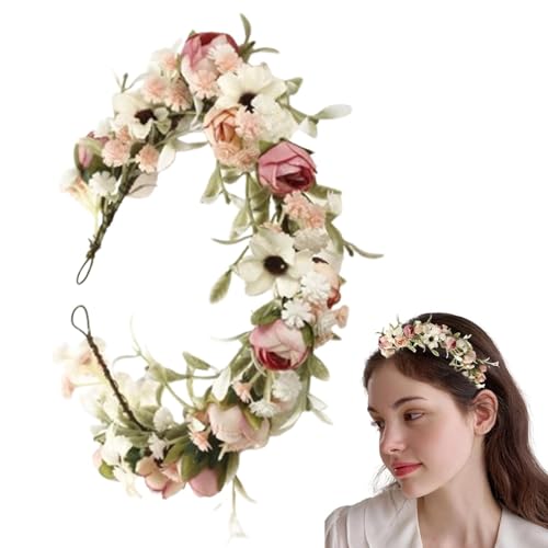 Lpsdssre Blumenfeenkrone | Böhmische Blumenkrone | Verstellbare Blumenkrone Girlande | Foto-Requisite Haarschmuck | Festival Blumenkrone Perfekte Foto-Requisite für Hochzeit Urlaub von Lpsdssre