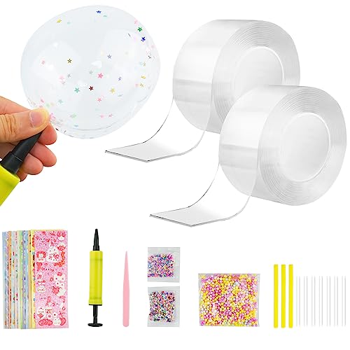 Lre Co. Nano Tape Bubble Fun Ballon Craft Set, 29-teiliges DIY Bubble Tape Kit für Kinder, handgefertigtes Ballon Balls Spielzeug mit 2-Rollen Nano Doppelseitiges Band von Lre Co.