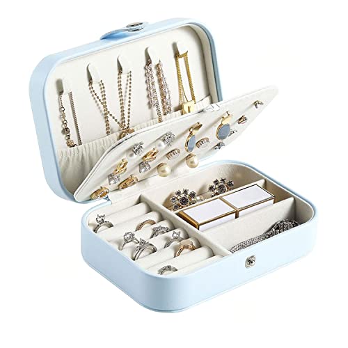 Lrikas Kleine Schmuckschatulle Reise Dekorative Schmuckkästchen Schmuck Organizer Für Damen 16 .5 * 11.5 * 5.5 cm (Hellblau) von Lrikas