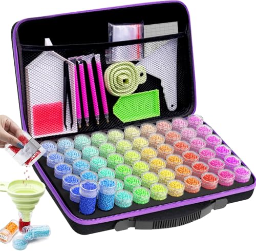 Lrocotanc 60 Dosen Diamond Painting Zubehör Boxen - Portabilität Aufbewahrungsbox für Diamond Painting Erwachsene, für Bilder Steine Perlen und DIY Handwerkswerkzeuge Set von Lrocotanc