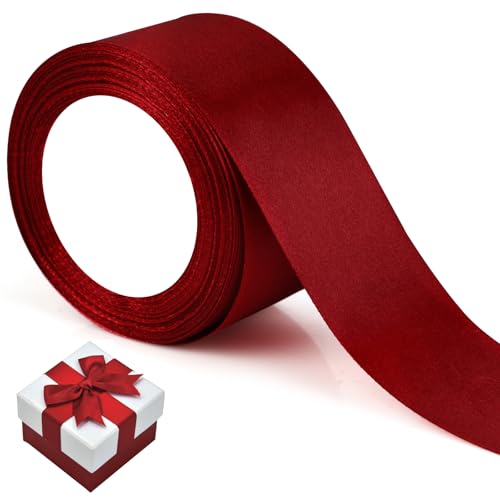 Satinband Rotwein - Geschenkband Breit 5cm x 22m - Schleifenband Weihnachten - Geschenkschleife - Seidenband - Geschenkband Hochzeit - Red Band (Rotwein) von Lrocotanc