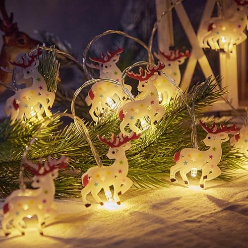 Lrxyfyw Lichterkette Weihnachten,Weihnachtliche Elchhirsch-Lichterkette,3m 20er Weihnachten Lichterketten,Lichterkette Warmweiß FüR AußEn Und Innen,Christmas Fairy Lights von Lrxyfyw