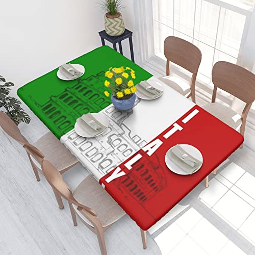 Tischdecke Elastische Passkante Römisches Kolosseum Italienische Flagge Tischdecke Rechteckige Tischdecke Waschbar Wiederverwendbar für Küche Esszimmer Picknick Party Passender Tisch 4ft / 48 X 30 Zol von Lsjuee