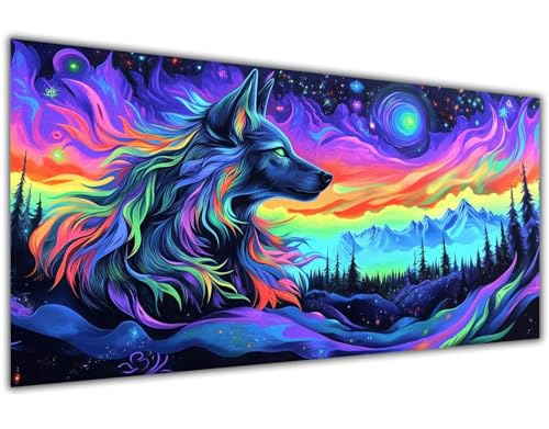 Malen Nach Zahlen Erwachsene Bunt Malen Nach Zahlen Kinder ab 4 5 6 7 8 9 Jahre Wolf Paint by Numbers Ölgemälde mit Pinseln Acrylfarbe Kreative Dekorieren Mädchen Geschenk Ohne Rahmen 30x60 cm-KL1024 von Lslomrqz