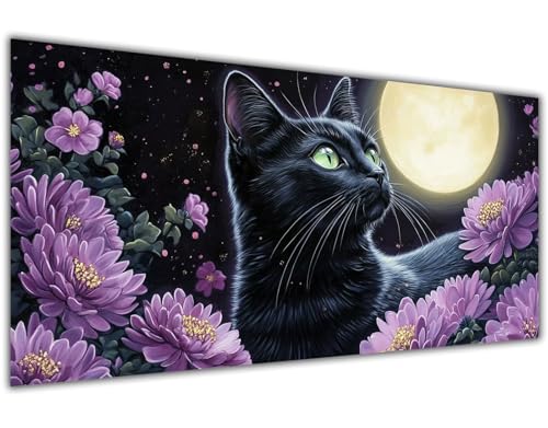 Malen Nach Zahlen Erwachsene Groß 20x40 cm Katze Malen Nach Zahlen Mond Paint by Numbers Kinder Ölgemälde mit Pinseln Acrylfarbe Kreative Bastelset Heimdekoration Geschenk Frauen, Ohne Rahme-KL1022 von Lslomrqz