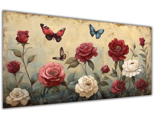 Malen Nach Zahlen Erwachsene Groß 20x40cm Blume Malen Nach Zahlen Schmetterling Paint by Numbers Kinder Ölgemälde mit Pinsel Acrylfarbe Kreative Bastelset Dekorieren Geschenk Frauen Ohne Rahme-KL1021 von Lslomrqz