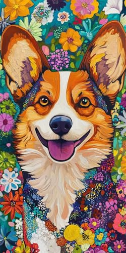 Malen Nach Zahlen Erwachsene Groß 70x140 cm Hund Malen Nach Zahlen Blume Paint by Numbers Kinder Ölgemälde mit Pinseln Acrylfarbe Kreative Bastelset Heimdekoration Geschenk Frauen, Ohne Rahme-KL1180 von Lslomrqz