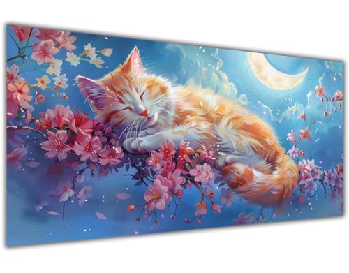 Malen Nach Zahlen Erwachsene Groß 70x140 cm Katze Malen Nach Zahlen Blume Paint by Numbers Kinder Ölgemälde mit Pinseln Acrylfarbe Kreative Bastelset Heimdekoration Geschenk Frauen, Ohne Rahme-KL1001 von Lslomrqz