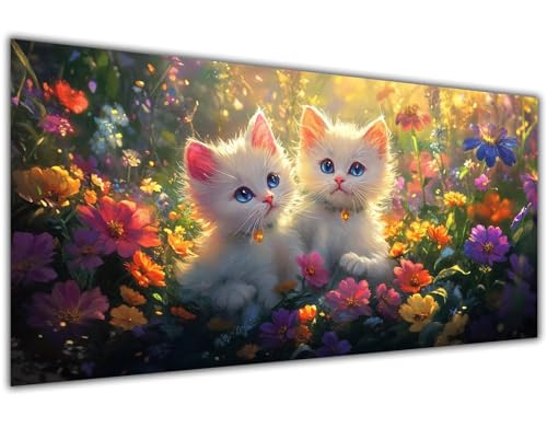 Malen Nach Zahlen Erwachsene Katze Malen Nach Zahlen Kinder ab 4 5 6 7 8 9 Jahre Traum Paint by Numbers Ölgemälde mit Pinseln Acrylfarbe Kreative Dekorieren Mädchen Geschenk Ohne Rahmen 30x60 cm-KL963 von Lslomrqz