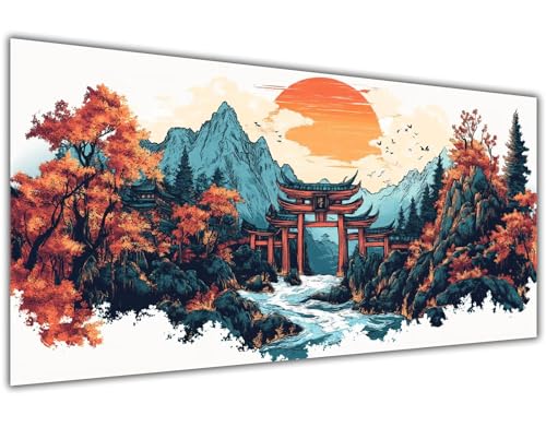 Malen Nach Zahlen Erwachsene Landschaft Malen Nach Zahlen Kinder ab 456789 Jahre Japan Paint by Numbers Ölgemälde mit Pinsel Acrylfarbe Kreative Dekorieren Mädchen Geschenk Ohne Rahmen 30x60cm-KL968 von Lslomrqz